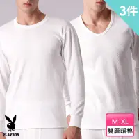 在飛比找momo購物網優惠-【PLAYBOY】3件組雙層暖棉長袖男內衣(圓領/U領-衛生