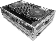 Prox XS-DDJ1000W for Pioneer DJ DDJ-1000 SRT & DDJ1000SRT Flight Travel Hard Road Gig Ready Case w/ 1U Rack Space & Low Profile Penn-Elcom Wheels - Silver on Black Design