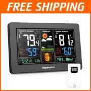 Wireless Weather Station with Color Display & Atomic Clock - Modern Thermometer