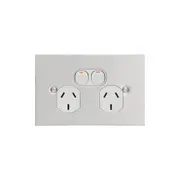 Clipsal BSL Style Flat Plate Powerpoint Double Bsl Style St/Stl 10 Amps 250V White - BSL25A-WE