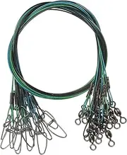 uxcell Fishing Wire Leader Line 125LB 21 Inch, 15Pcs Steel Heavy Saltwater Fishing Leader Line High Strength with Rolling Swivel and Snap, Black/Blue/Green