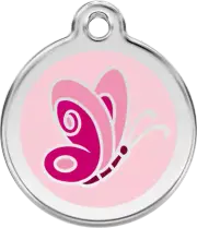 Red Dingo Enamel Butterfly Tag - Light Pink - Lifetime Guarantee - Cat, Dog, Pet
