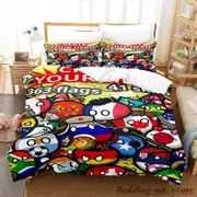 v2857 Bed Sheets New Countryball Polandballs Bedding Set Single Twin Full Queen King Size Bed Set Aldult Boys Bedroom Duvetcover Sets Anime 3-Piece Be