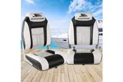 Seamanship 2X Folding Boat Seats Marine Seat Swivel High Back 12cm Padding Grey