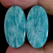 33.30 Cts Natural Amazonite Matched Pair Cabochon Gemstone For Earrings Supply