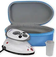 The Quilted Bear Mini Iron - Lightweight Travel Steam Iron With Ceramic Sole Base Plate & Temperature Gauge for Crafting or Clothes (Blue)