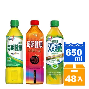 每朝健康 綠茶 雙纖綠茶 無糖紅茶 650ml(24入) 任選兩箱【康鄰超市】