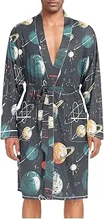 [ZZXXB] Physical Planets Mens Sleepwear Robe Lightweight Nightgown Long Sleeves Spa Bathrobe with Pockets M-XL