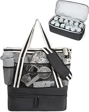 ALANTOP Beach Bag with Built-in Cooler – Large Mesh Tote with Zipper, Multiple Pockets & Foldable Design – Ideal for Beach, Pool, Travel, Swimming & Family Outings