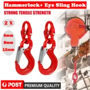 2X 6/8/12mm Hammerlock+Eye Sling Hook Chain Caravan Trailer Connecting Extend AU