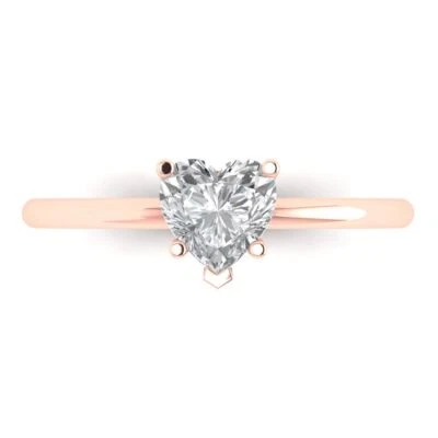 1.25Ct Heart Cut White Sapphire Solid Gold Solitaire Engagement Promise Ring