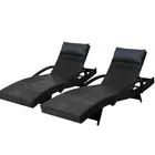 Gardeon Set of 2 Sun Lounge Outdoor Furniture Wicker Lounger Rattan Day Bed Gard