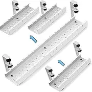 No Drill Extendable Underdesks Cable Management Tray, Retractable Underdesk Cable Tray Bracket with Clamps, Carbon Steel Underdesk Cable Concealment Shelf 12" to 21.65" Cables Shelf Accessory (White)