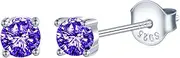 [CPSLOVE] Fashion 925 Silver Earrings for Women 4 cm Solitaire Earrings Elegant Ladies Girls Four Claws Coloured Zirconia Stud Earrings