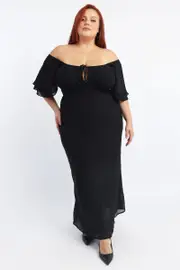 Black Sweetheart Neck Bias Maxi Dress