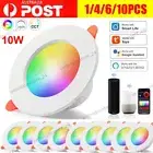 1/4/8x 10W Smart RGB CCT Bluetooth Wifi LED Downlight Dimmable Google Home Alexa