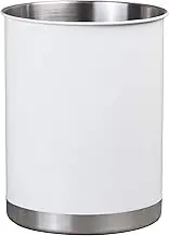 Creative Home Heavy Gauge Weighted Base Stainless Steel Tool Crock Utensil Holder Flatware Organizer, Large, 5" Diam. x 6.3" H (White)