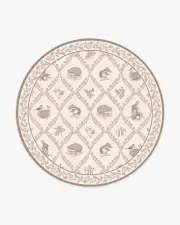 245' Round | Machine Washable Runner Rug | Kid & Pet Friendly | Indoor Rug | Squirrel & Hedgehog Fawn Rug by Sanderson | Ruggable