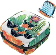 Period Bag,Sanitary Napkin Storage Bag,Floral Animals and Cactus,Tampon Holder for Purse