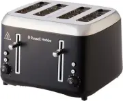 Russell Hobbs Addison 4 Slice Toaster, RHT514BLK, Dual Browning Controls, Defros