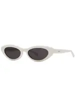 Celine - Cat-eye Sunglasses White, Dark Grey Lenses, Signature dot Detail at Designer-stamped Arms, 100% UV Protection One Size