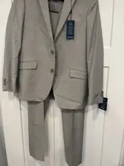 Kenneth Cole Men's Gray Basketweave Techni-Cole 2piece 42R Jacket 38R 31W Pants