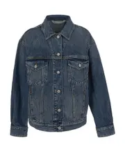 logo-patch denim jacket 25,26 Black