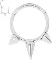 [365 Sleepers] 316L Surgical Steel Unisex 16G Spike Hinged Segment Ring Helix Tragus Septum Nose Hoop Earring Body Piercing Jewellery