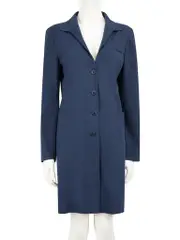 Blue Single Breast Mid-Length Coat