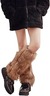 [Oxtxuzdm] Fuzzy Faux Furs Leg Warmers Furs Heel Long Boot Cuffs Covers 1 Pair Carnivals Boot Covers Cosplay Uniform