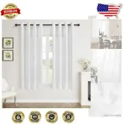 Elegant White Linen Grommet Curtains - 63 Inch Light-Filtering Drapes (2 Panels)
