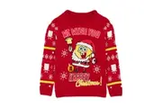 SpongeBob SquarePants Childrens/Kids Knitted Christmas Jumper (Red) - UTNS6922