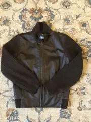 Women’s Eddie Bauer Leather Jacket Full Zip Lambs Wool Sleeves Size Small NWT