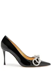 Mach & Mach Double Bow 95 Patent Leather Pumps - Black 36 (IT36 / UK3)