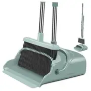 Upgrade Broom and Dustpan Set, Large Size and with Long Handle, Green