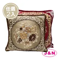 在飛比找momo購物網優惠-【J&N】玫瑰花園刺繡抱枕60*60-紅色 咖啡色(2入)