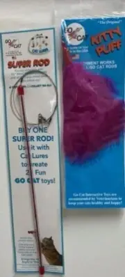 GO CAT TOY INTERACTIVE SUPER ROD KITTY PUFF TEASER CAT KITTEN ATTACHMENT