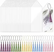 25Pcs Bookmark Sleeves Clear with Tassels Plastic Blank Vinyl Photo Booth Strip Frames Holder Cover Bookmark Holder Sleeves with Hole for Students Reading Party Favors Supplies
