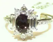 Vintage 3.13CT Platinum Natural Diamond Alexandrite Engagement Ring Certified