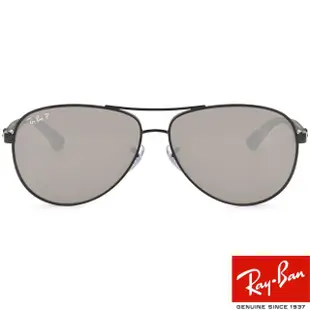 【RayBan 雷朋】碳纖維系列 飛官水銀鏡面偏光款 太陽眼鏡(黑 灰#RB8313 002K7-61mm)