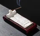 Porcelain Incense Stick Burning Holder Buddhism Heart Sutra Wood Rack Zen Decor