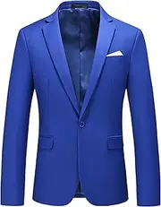 [JEShifangjiusu] Men's Party Suit - 1 Button - Solid Color - Casual Tuxedo Blazer for Themed Parties, Blue A1, XL
