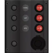 Marine Switch Panel with Switches, Circ Breakers & Cig Socket