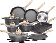 Pots and Pans Set Nonstick 23Pcs, Healthy Kitchen Cookware Sets, Induction Cooki
