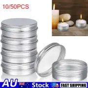 10/50PCS Aluminium Empty Cosmetic Pot Lip Balm Jar Silver Tin Container Box AU