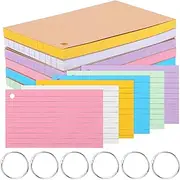 NUOBESTY Set of 6 Double-Sided Lined Index Cards Flash Cards Ring Note Pads Study for