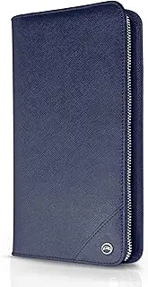 [Snazzy Hawk] Family 4 Passport Holder - Travel Wallet RFID Blocking, Document Organizer, Essentials Plane Accessory Cover for Women Men, Blue, Family Passports Holder