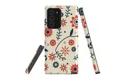 For Samsung Galaxy Note 20 Ultra Case, Armor Back Cover, Orange & Blue Flowers