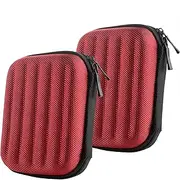 Geekria Shield Headphones Case for in-Ear Headphones, Replacement Hard Shell Travel Carrying Bag with Cable Storage, Compatible with Audio-Technica, Beats, JBL Headsets (2 Packs/Red)