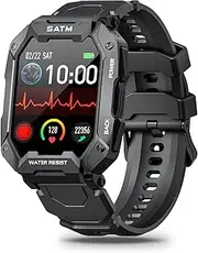 Military Smart Watches for Men, 1.71'' Smart Watch for Android Phones and iPhone Compatible, 5 ATM Fitness Tracker with Blood Pressure, Heart Rate, Blood Oxygen Monitor, Tactical Watch